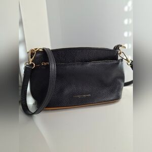 Divina Firenze Black Pebbled Leather Crossbody.  EUC